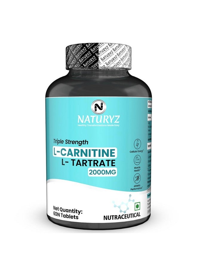 NATURYZ Triple Strength L-Carnitine L-Tartrate 2000MG Converts Fat into Energy | Cellular Energy & Endurance | Athletic Performance | Cutting Supplement - 60 Tablets - Image 1