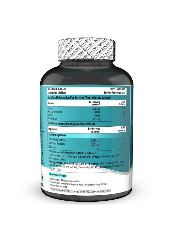NATURYZ Triple Strength L-Carnitine L-Tartrate 2000MG Converts Fat into Energy | Cellular Energy & Endurance | Athletic Performance | Cutting Supplement - 60 Tablets - Image 2