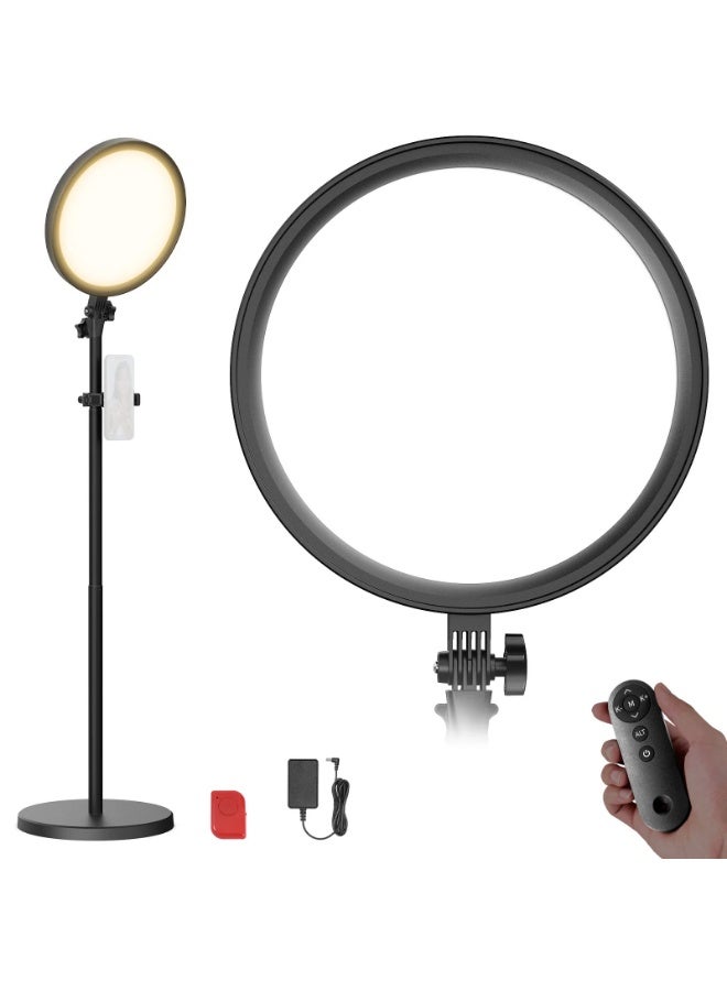 Neewer LED Ring Light 24W NEEWER BASICS – 144 LEDs Edge-Lit 12″ (30cm), 3000–6500K, 1–100% Dim, Telescopic Stand 86.5–173.5cm, Phone Holder & Remote for Streaming · Vlog · Makeup - Image 1