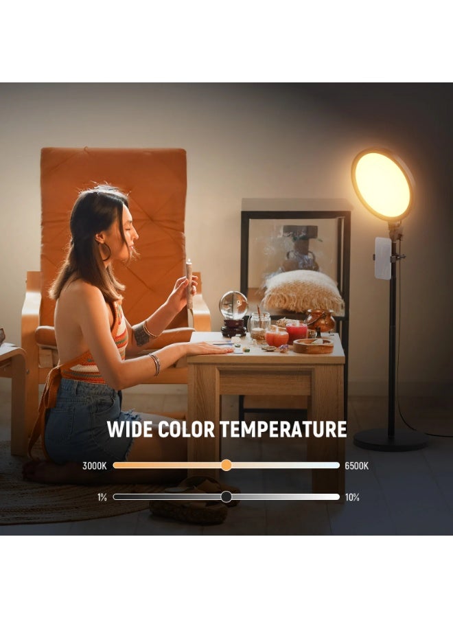 Neewer LED Ring Light 24W NEEWER BASICS – 144 LEDs Edge-Lit 12″ (30cm), 3000–6500K, 1–100% Dim, Telescopic Stand 86.5–173.5cm, Phone Holder & Remote for Streaming · Vlog · Makeup - Image 4