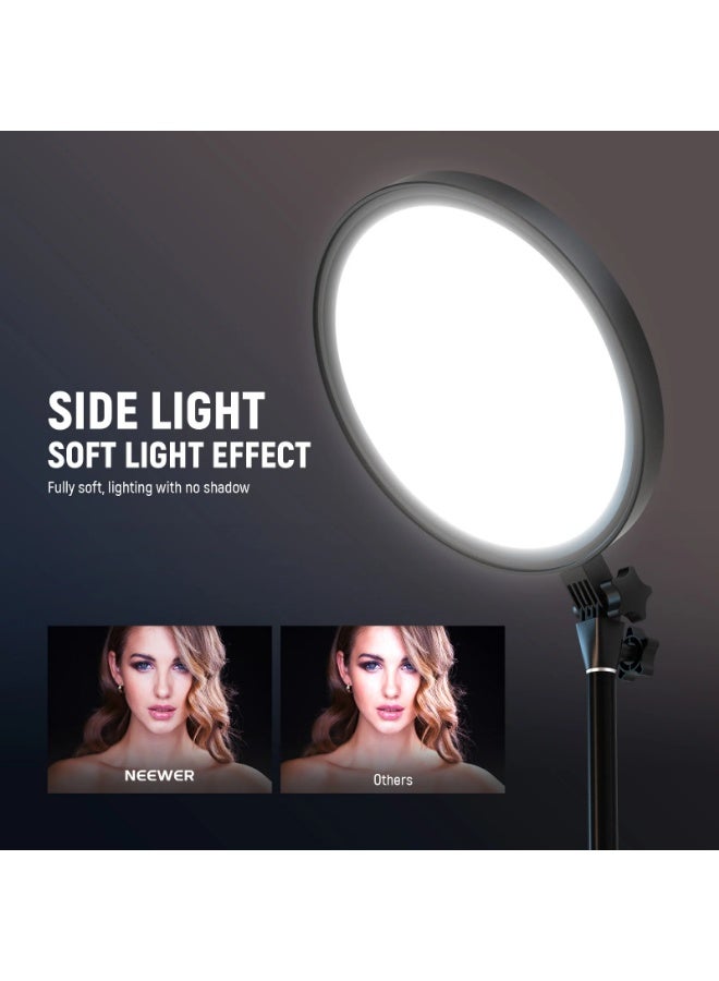 Neewer LED Ring Light 24W NEEWER BASICS – 144 LEDs Edge-Lit 12″ (30cm), 3000–6500K, 1–100% Dim, Telescopic Stand 86.5–173.5cm, Phone Holder & Remote for Streaming · Vlog · Makeup - Image 3