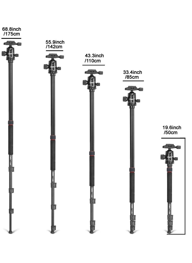 DMK Power - T264 Tripod 67inch 170cm 2 in 1 Tripod and Monopod Lightweight Portable Tripod for SLR DSLR Cameras with Tripod bag and Mobile holder Load up to 5Kg - Image 1