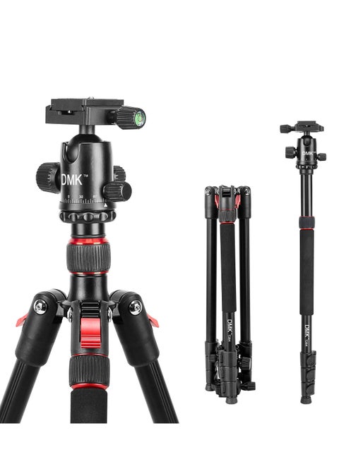 T264 Tripod 67inch 170cm 2 in 1 Tripod and Monopod Lightweight Portable Tripod for SLR DSLR Cameras with Tripod bag and Mobile holder Load up to 5Kg