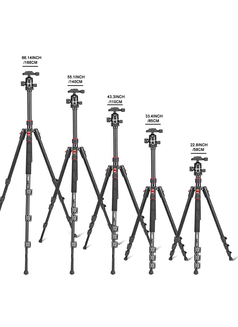 DMK Power - T264 Tripod 67inch 170cm 2 in 1 Tripod and Monopod Lightweight Portable Tripod for SLR DSLR Cameras with Tripod bag and Mobile holder Load up to 5Kg - Image 1