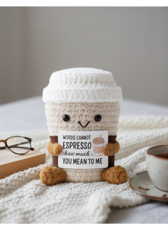Positive Pocket Coffee Doll – Handcrafted Knitted Emotional Support Toy with Positive Card, Uplifting Gift for Friends, Graduation & Everyday Encouragement - Image 5