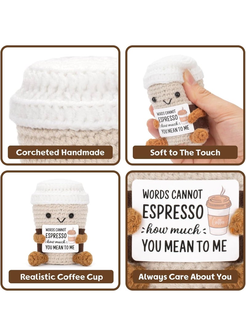 Positive Pocket Coffee Doll – Handcrafted Knitted Emotional Support Toy with Positive Card, Uplifting Gift for Friends, Graduation & Everyday Encouragement - Image 2