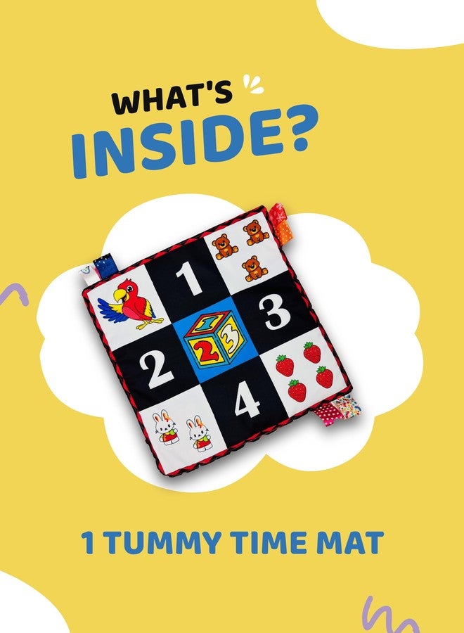 Haplap Kit Tummy Time Mat-High Contrast Visual Stimulation Cloth for Babies - Soft Sensory Activity Mat with Crinkle Tags | Early Learning Toy Black & White Baby Toy 0-1 Year - Image 2