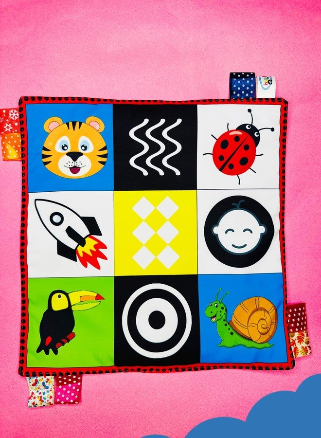 Haplap Kit Tummy Time Mat-High Contrast Visual Stimulation Cloth for Babies - Soft Sensory Activity Mat with Crinkle Tags | Early Learning Toy Black & White Baby Toy 0-1 Year - Image 1