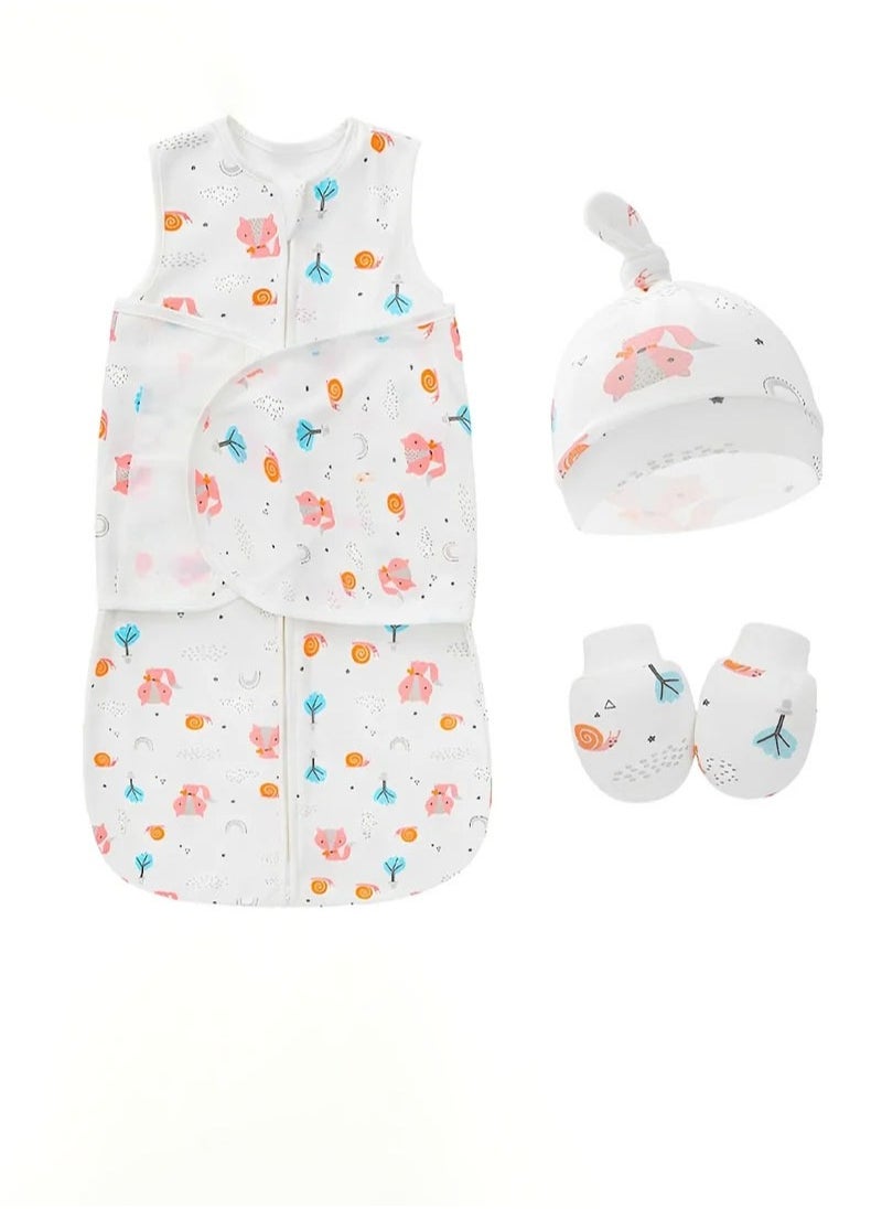 MIXDE 6 PCS Newborn Sleepsack Swaddle Blanket Baby Swaddling Wrap Infant Babies Sleeping Bag with Hat and Anti-grasping Gloves for Boy Girl Soft Cotton Sleep Sack  - Image 1