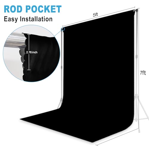 LYLYCTY Black Backdrop for Photoshoot, Professional Photo Backdrop Background Curtain for Product Photography, Portraits, Wedding, Party, Live Streaming Video Recording 5X7 FT (Background Only) - Image 5