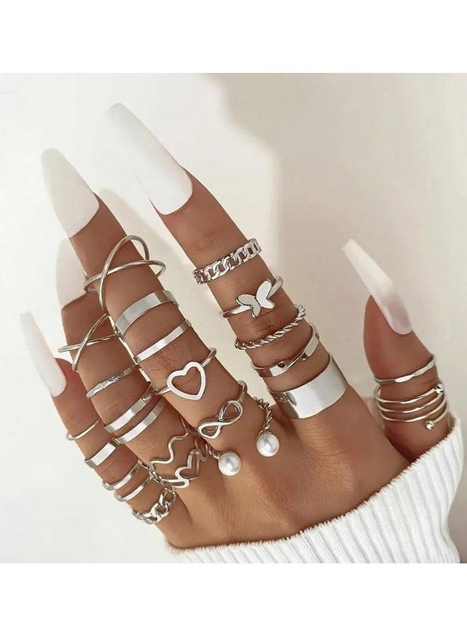 YouBella Fashion Jewellery Celebrity Inspired Combo of Latest Stylish Stackable Kunckle Rings Set for Women and Girls (Silver) - Image 4