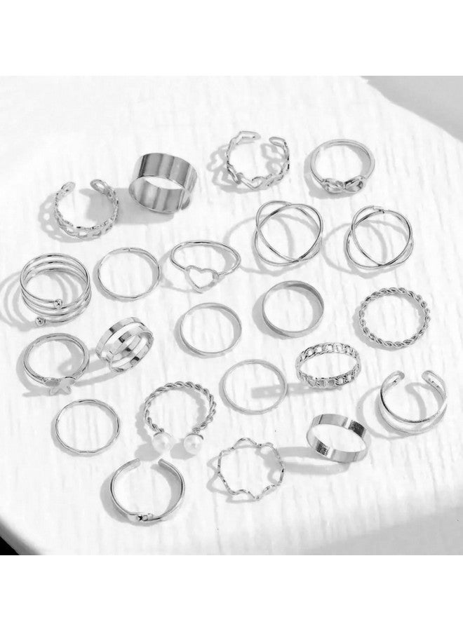 YouBella Fashion Jewellery Celebrity Inspired Combo of Latest Stylish Stackable Kunckle Rings Set for Women and Girls (Silver) - Image 2