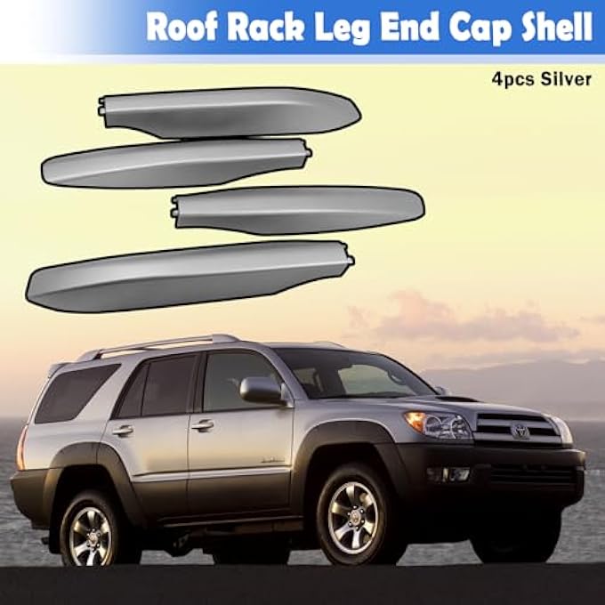 rayihni Roof Rack Rail Leg End Cover Shell 4pcs (Silver) Compatible with Toyota Land Cruiser Prado 120 Lexus GX470 2003-2009 Replaces 63491-60060-A0 63492-60040-A0 Front Rear Left Right Side - Image 3