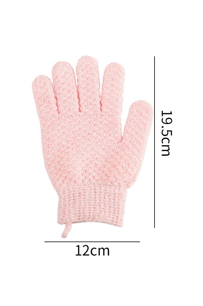 تنظيف عميق قفازات حمام تقشير - نايلون ثقيل النسيج دش مسك لإزالة الجلد الميت - آلة غسل مع حلقة معلقة (1 زوج، الوردي) - Image 2