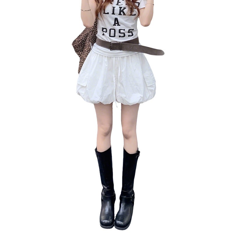 Women's High-Waist Ruffle Pocket Shorts - Image 5