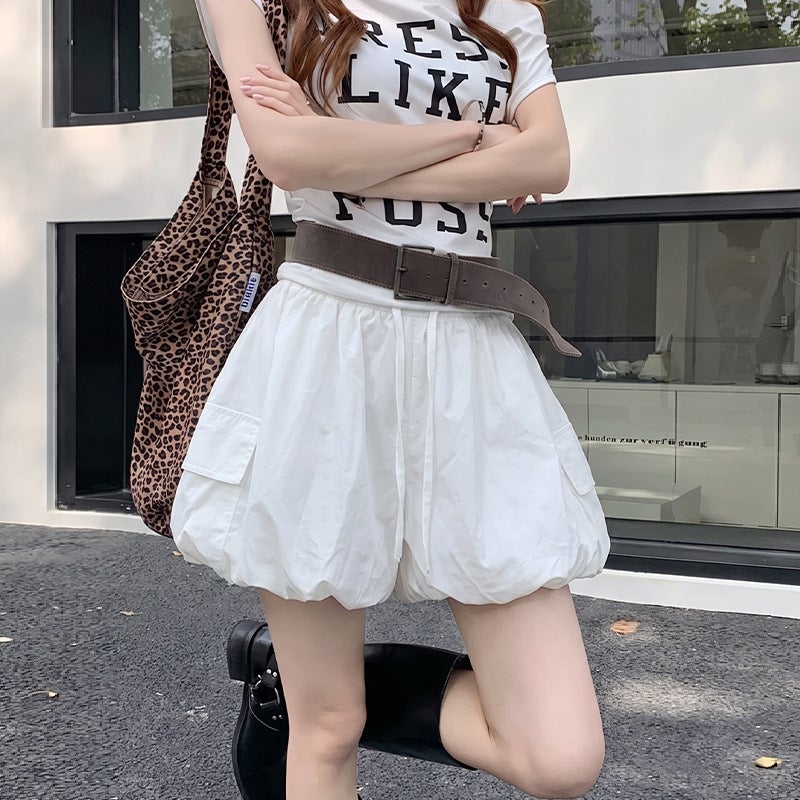 Women's High-Waist Ruffle Pocket Shorts - Image 1