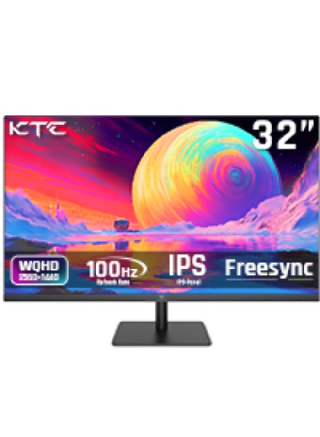 KTC 32 Inch 2K 100Hz Computer Monitor, IPS QHD 2560 x 1440p Monitor with Ultra-Thin Bezels, HDR10, Freesync/G-sync, HDMI/DP Ports, Tilt Adjustable, Eyecare, Ideal for Office and Casual Gaming - Image 1