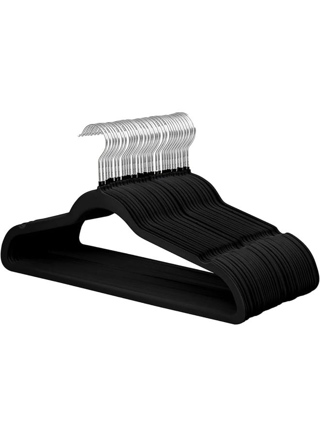 ManGotree 10-Pack Black Non-Slip Velvet Hangers 45cm With 360 Degree Rotatable Hook - Durable & Slim - Non Slip Hangers for Coat Hangers - Pant Hangers - Image 1