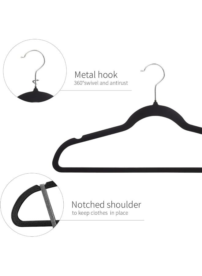 ManGotree 10-Pack Black Non-Slip Velvet Hangers 45cm With 360 Degree Rotatable Hook - Durable & Slim - Non Slip Hangers for Coat Hangers - Pant Hangers - Image 3