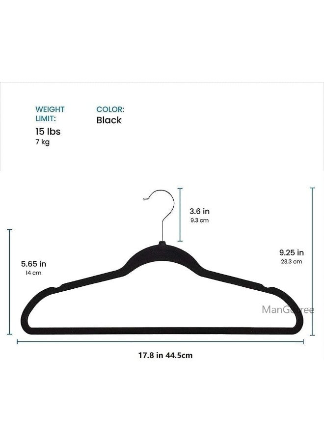 ManGotree 10-Pack Black Non-Slip Velvet Hangers 45cm With 360 Degree Rotatable Hook - Durable & Slim - Non Slip Hangers for Coat Hangers - Pant Hangers - Image 2
