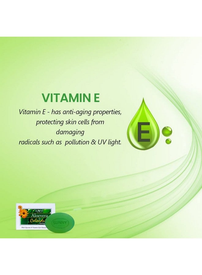 Sunny Aloe Vera Calendula & Vitamin-E Bar Soap: Scarring & Sunburn Relief, Soft & Supple Skin, Antioxidant, Moisturizes, Lightens Blemishes, Reduces Infection, All Skin Types, 75gm (Pack of 6) - Image 4