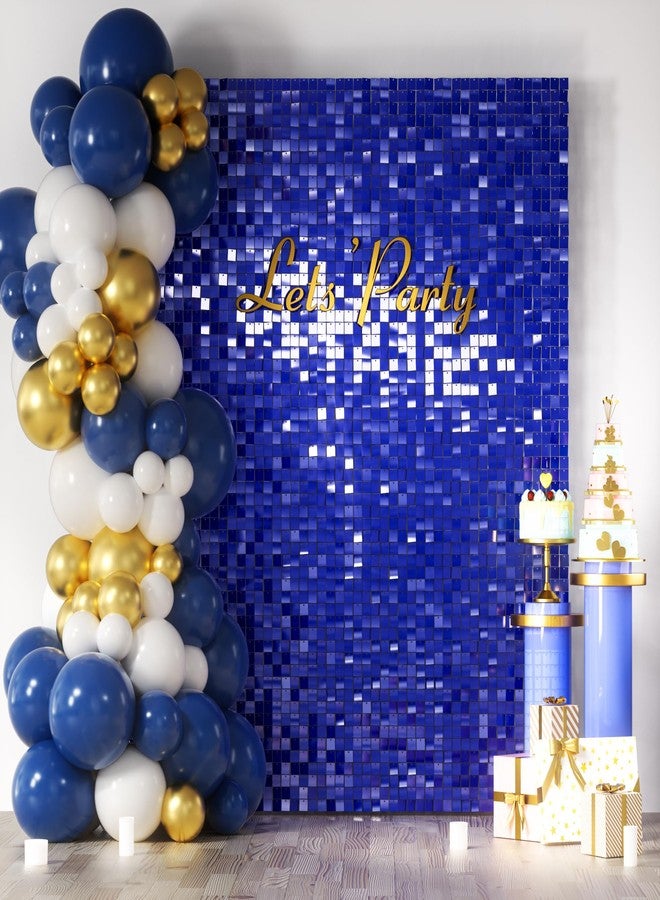 COKAOBE Blue Shimmer Wall Backdrop, 24PCS Square Sequin Shimmer Backdrop Panel, Photo Backdrops for Birthday, Anniversary, Wedding, Graduation & Bachelorette Party Decoration - Image 1