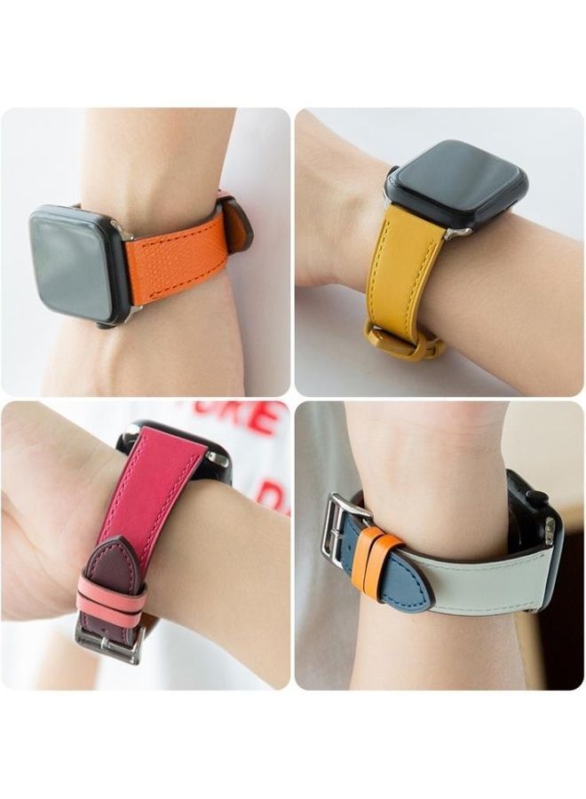 NIBEMINENT Business Cowhide Leather Strap Watchband For Apple Watch Series 1/2/3/4/5/6/7/SE 42-44-45mm Dark Brown - Image 5