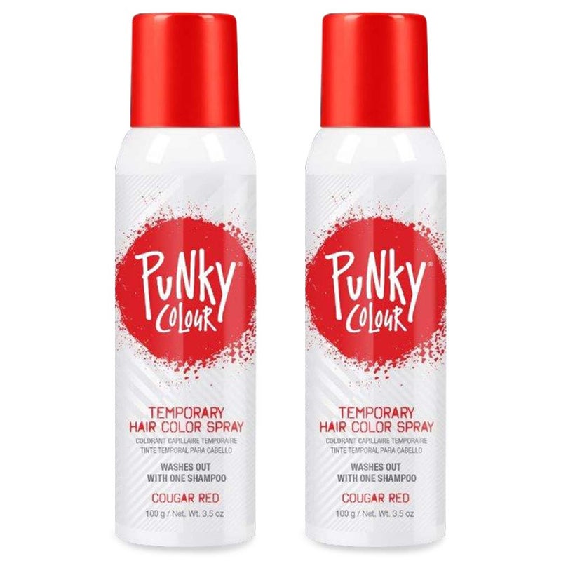 Punky Temporary Hair Color Spray Cougar Red NonDamaging SprayOn Hair Dye Instant Vivid Hair Color 35 oz 2Pack