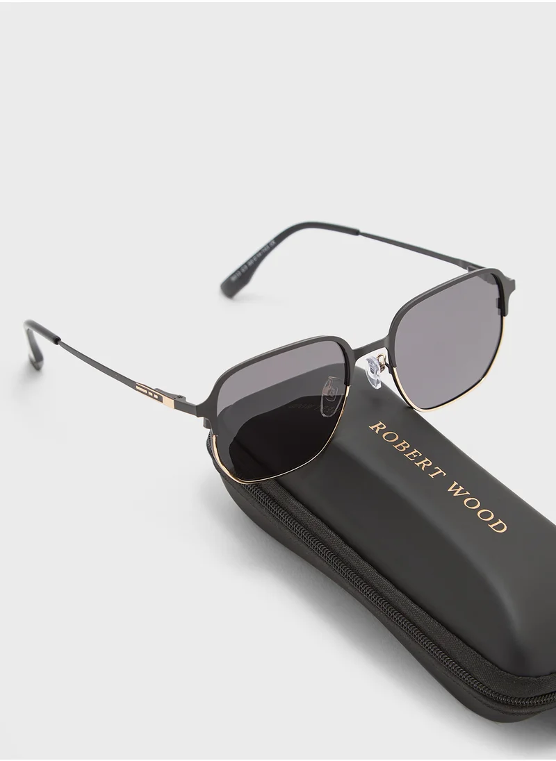 Robert Wood Polarized Lens Square Aviator Sunglasses