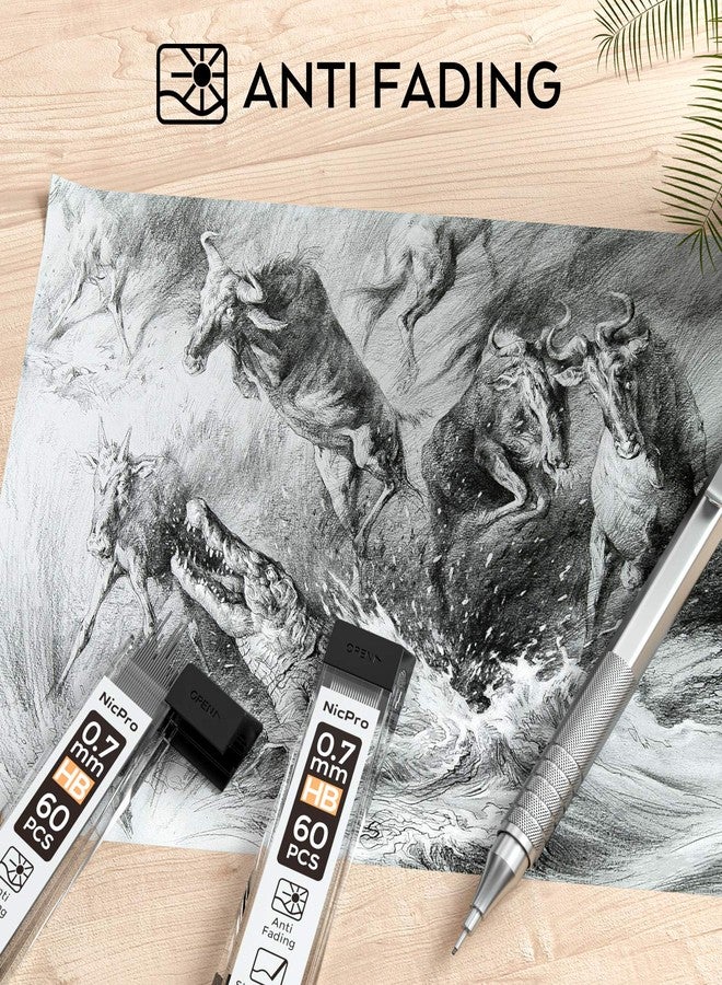 Nicpro Pack of 600 Pencil Leads 0.7 mm HB, 0.7 mm Shatterproof Leads for Mechanical Pencils, Writing, Drawing, 60 Pieces/Tins, 10 Tins - Image 4