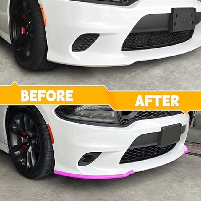 TENGBASE Pair of Front Bumper Lip Protection Cover, Splitter Protector Compatible with Dodge 2015-2021 Charger SRT/Scat Pack Models (Pink) - Image 5