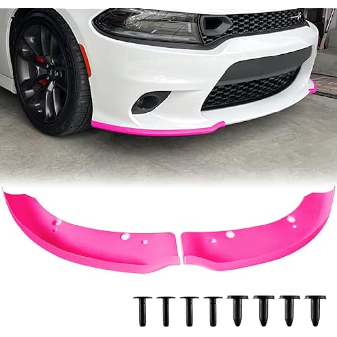 TENGBASE Pair of Front Bumper Lip Protection Cover, Splitter Protector Compatible with Dodge 2015-2021 Charger SRT/Scat Pack Models (Pink) - Image 1