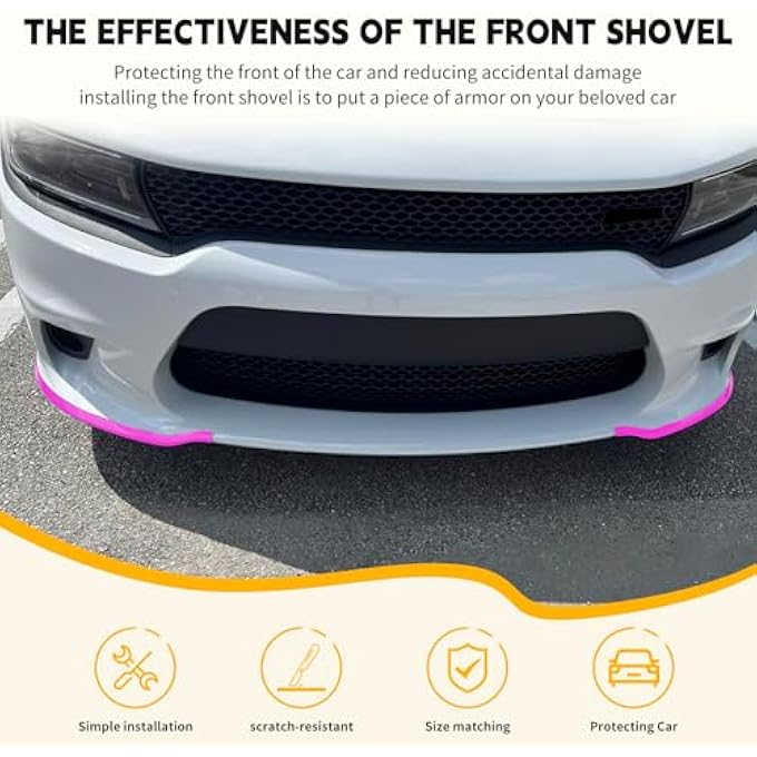 TENGBASE Pair of Front Bumper Lip Protection Cover, Splitter Protector Compatible with Dodge 2015-2021 Charger SRT/Scat Pack Models (Pink) - Image 2