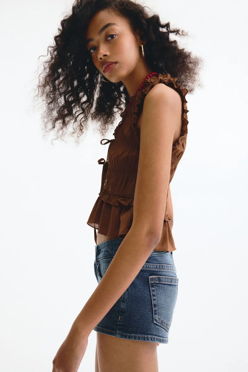 H&M  Tie-detail smocked top for Women | Best Price UAE