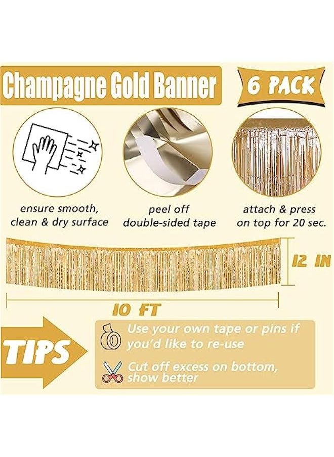 6 Pack 10 Feet Foil Fringe Garland Metallic Tassle Banner Wall Hanging Tinsel Streamers Backdrop for Parade Floats, Bachelorette, Wedding, Birthday Party Decorations(Champagne Gold) - pzsku/Z8C75BD0765F88F0C5D20Z/45/_/1726158820/7bdc885a-0efa-42ad-a6e0-e622f945f2d4