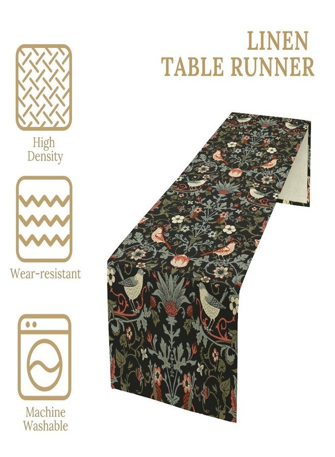 LIZIMI William Morris Plant Table Runner for Table Decor, Art Vintage Botanical Flower Rustic Floral Printed for Kitchen Dining Room Office Farmhouse Party Holiday Decorate 13" x 36" - Image 2