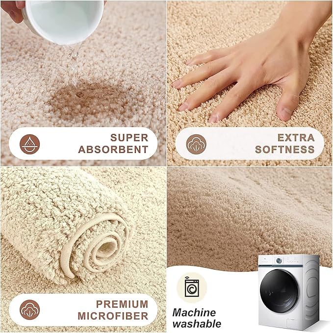 Zerolex Super Soft Microfiber AntiSkid Bath Mat Bath Mat Door Mat Floor Mat Doormat Bathroom Mat Carpet Super Absorbent Soft Carpet 60 x 40 cm Multicolor - Image 5