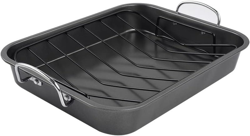 kitCom Nonstick Roasting Pan, Roaster with Rack - 16 Inch Rectangular Grill Suitable for Turkey, Roast Chicken, Ham, Dishwasher Safe (9.5QT) - Image 3