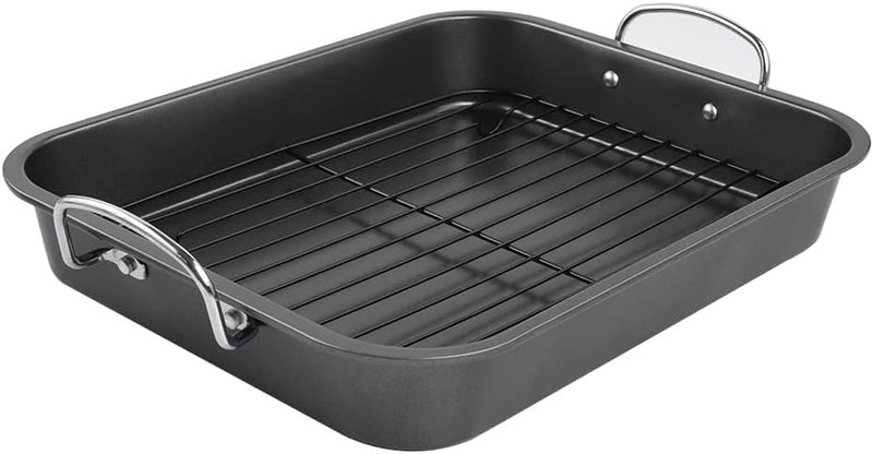 kitCom Nonstick Roasting Pan, Roaster with Rack - 16 Inch Rectangular Grill Suitable for Turkey, Roast Chicken, Ham, Dishwasher Safe (9.5QT) - Image 4