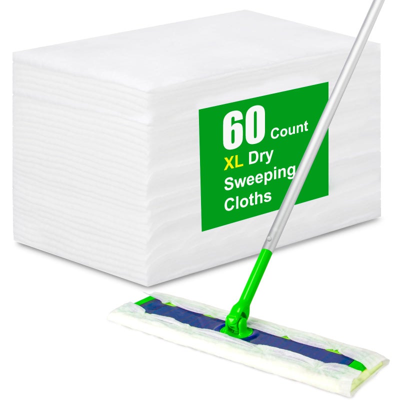 DOCXCDO â€Œ60 Pack Dry Sweeping Cloths for Swiffer Sweeper XL Replacement - Dust-Absorbing Disposable Pads, Non-Washable & Unscented, Compatible with Swiffer XL (Static-Lift, Lint-Free) - Image 1