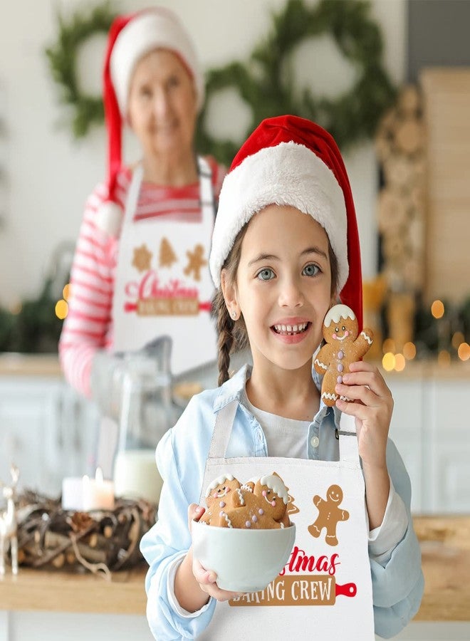 Saukore طقم مآزر عيد الميلاد متطابقة للأطفال والكبار، مآزر خبز عيد الميلاد للخبازين، مآزر مطبخ بيضاء لعيد الميلاد بجيبين للطبخ والخبز، هدية مآزر لطيفة للعطلات للعائلة والأصدقاء - Image 4