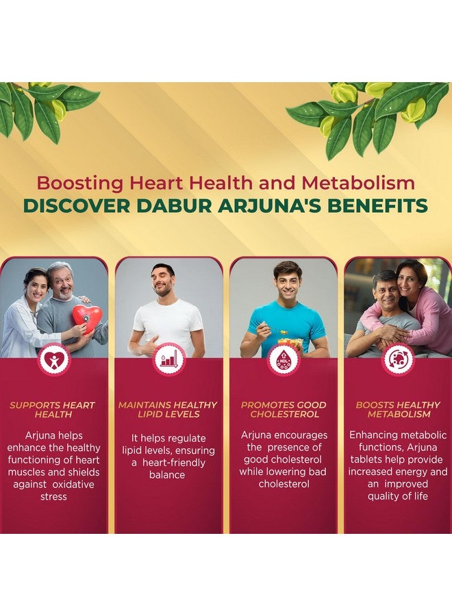 DABUR Arjuna Tablets - 60 Tabs | Promotes Heart Health | Manages Cholesterol Level | Promotes Healthy Metabolism,Pack of 1 - Image 4