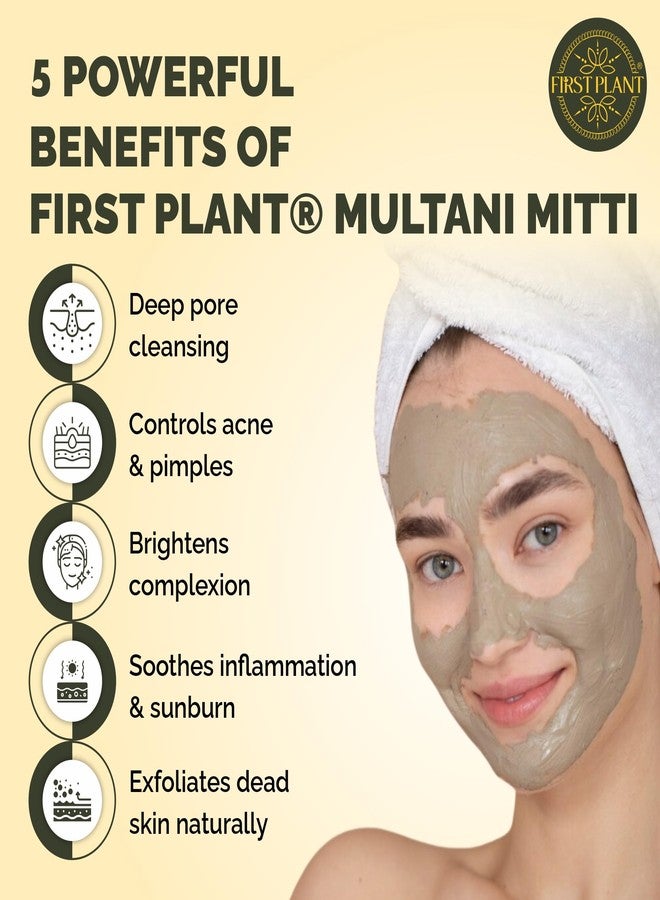 First Plant Multani Mitti Powder for Face Pack & Glowing Skin | 100% Pure Fuller's Earth Clay for Acne, Tan Removal & Oil Control | Natural Herbal Face Mask 250g - Image 3