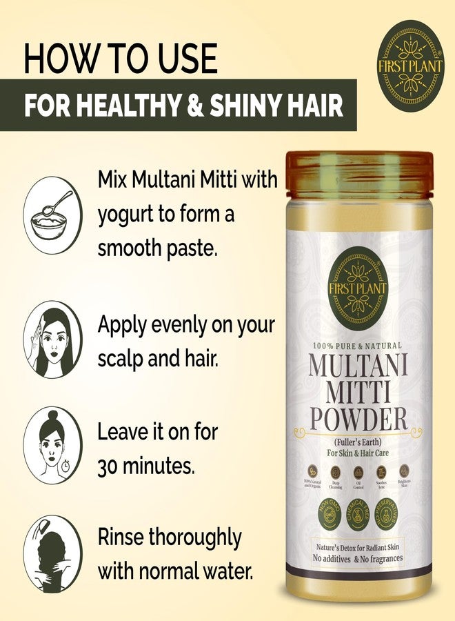First Plant Multani Mitti Powder for Face Pack & Glowing Skin | 100% Pure Fuller's Earth Clay for Acne, Tan Removal & Oil Control | Natural Herbal Face Mask 250g - Image 5
