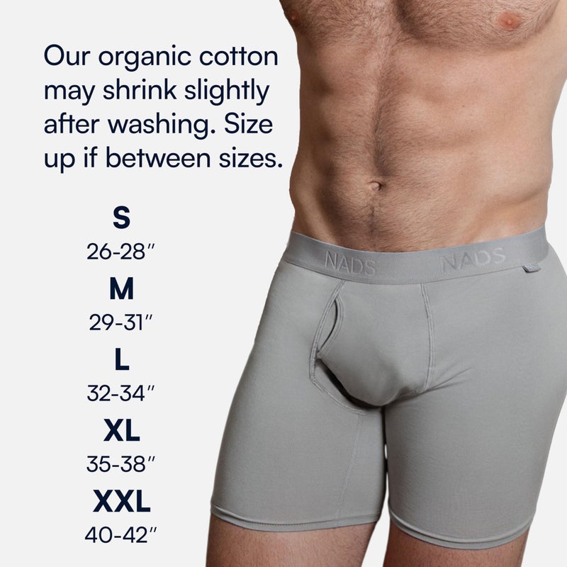 Nad's NADS Organic Cotton Boxer Briefs â€“ Soft & Breathable Men's Underwear with Tagless, No-Roll Waistband â€“ No Harsh Chemicals, Hormone-Safe & Non-Toxic Materials to Protect Your Package â€“ Gray 3pk, Large - Image 5