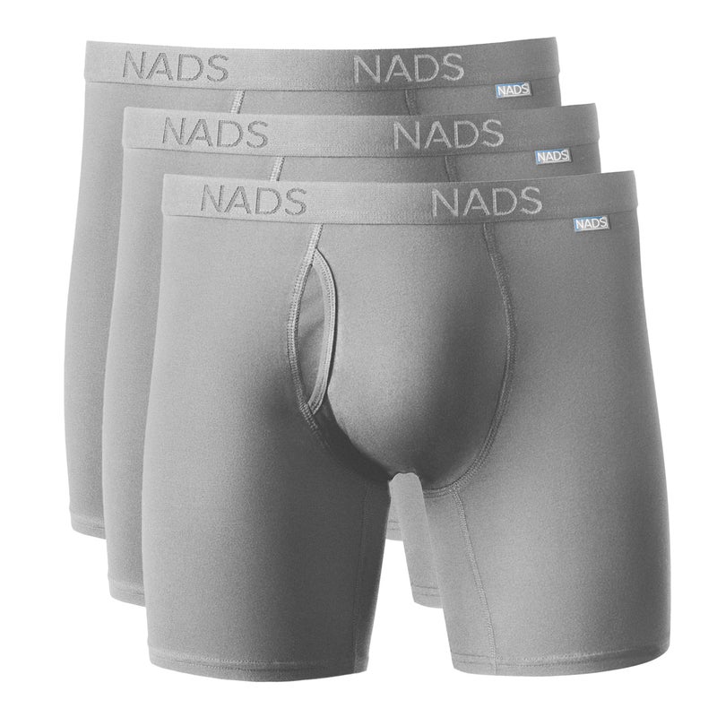 Nad's NADS Organic Cotton Boxer Briefs â€“ Soft & Breathable Men's Underwear with Tagless, No-Roll Waistband â€“ No Harsh Chemicals, Hormone-Safe & Non-Toxic Materials to Protect Your Package â€“ Gray 3pk, Large - Image 1