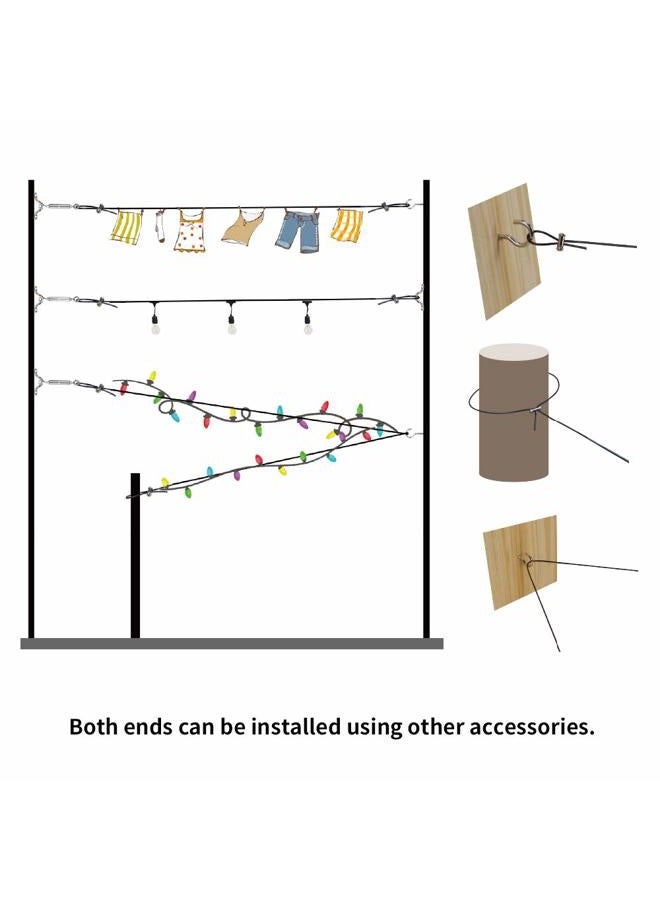 YQL Outdoor Lights Hanging Kit,Globe String Lights Suspension Kit,164ft Black Vinyl-Coated 304 Stainless Steel Cable,String Light Guide Wire,Hook & Eye Turnbuckle Wire Rope Tension - Image 5