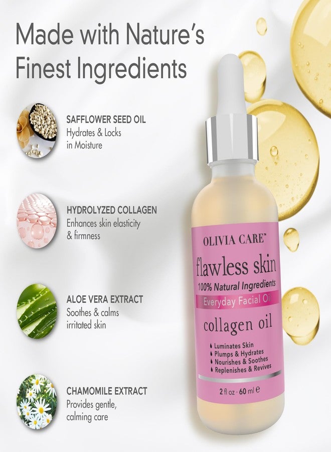 Olivia Care زيت الوجه كولاجين أوليفيا كير - زيت وجه أساسي خالي من العيوب 100% طبيعي. مغذي، مُنعش ومرطب مهدئ - لجميع أنواع البشرة - 2 أونصة سائلة (كولاجين) - Image 4