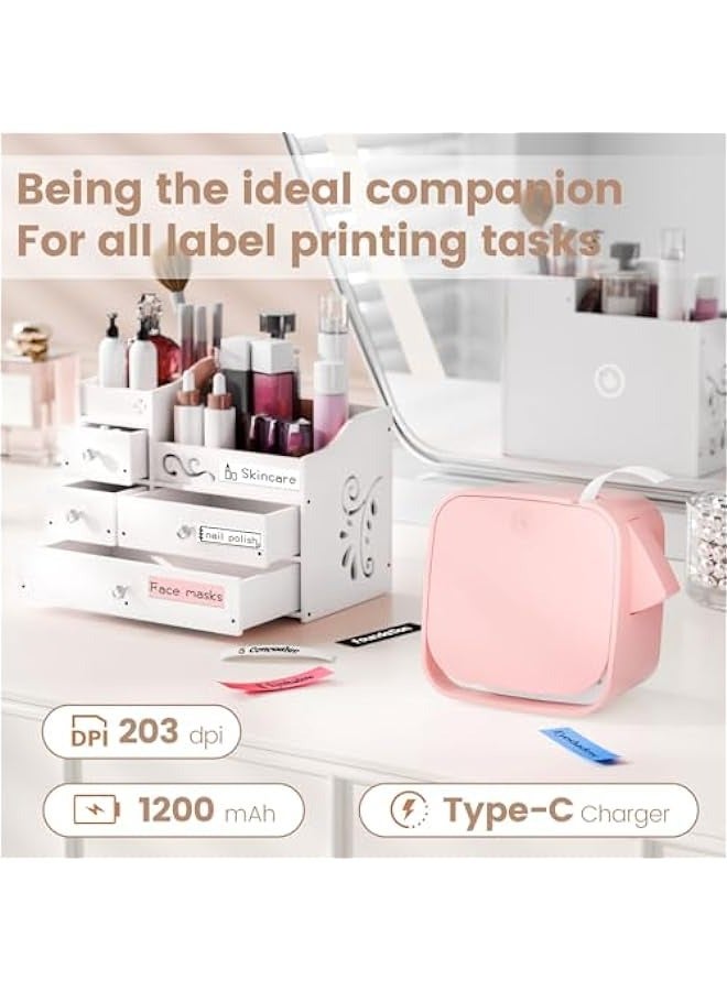 Phomemo M960 Pink Label Maker,Mini Label Maker Machine with Tape, Bluetooth Label Printer,Smartphone Labeler, Easy to Use, for Kids School Item Home Business Office Organized (Rechargeable) - Image 4