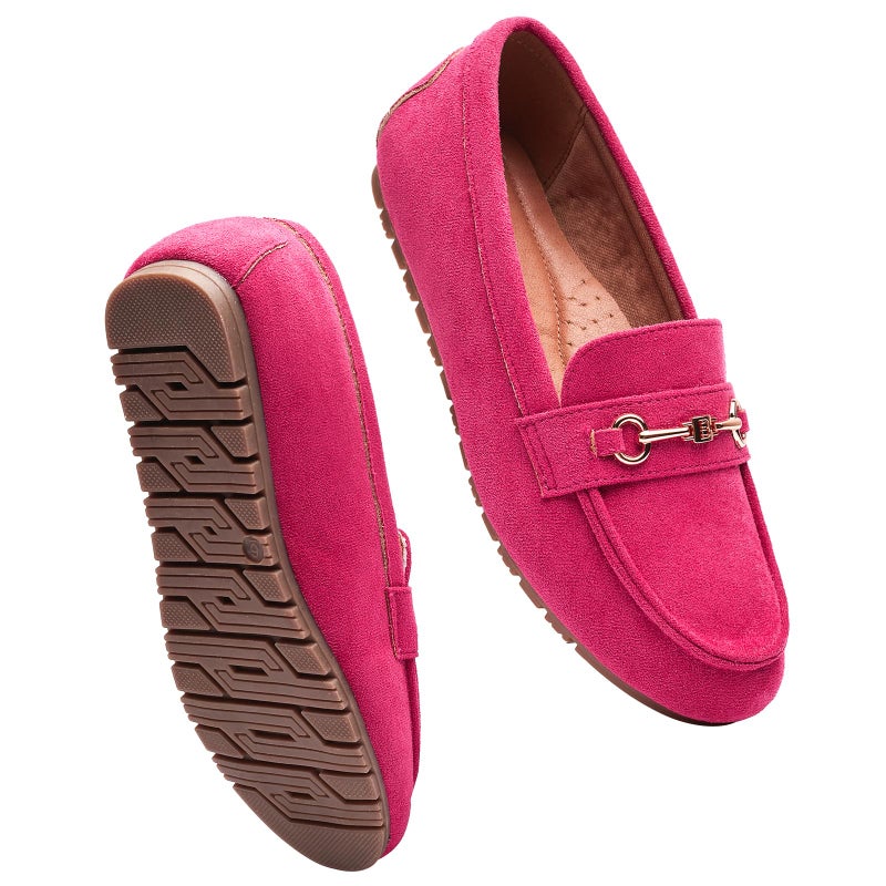 BGSTGUDS Women Wide Loafers Shoes Cute Dressy Shoes Ladies Comfort Slip Ons Work Shoes, Hot Pink, Size 9 - Image 1